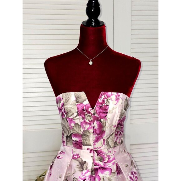 Anthropologie BHLDN Merritt Purple Floral Textured Strapless Gown Dress Sz 6 154 - Picture 7 of 15